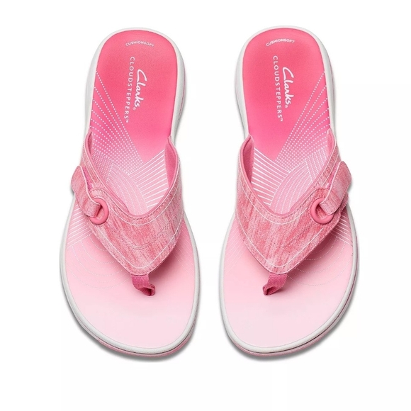 Clarks Shoes - Clarks Pink Cloudsteppers Slip-On Thong Sandals